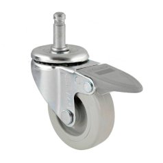 Rodízio Pesado CP50 Cinza Com Trava e Haste Lisa